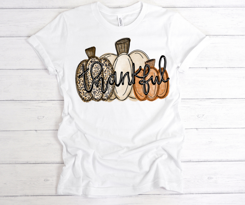 3 Pumpkin Thankful DTF Print
