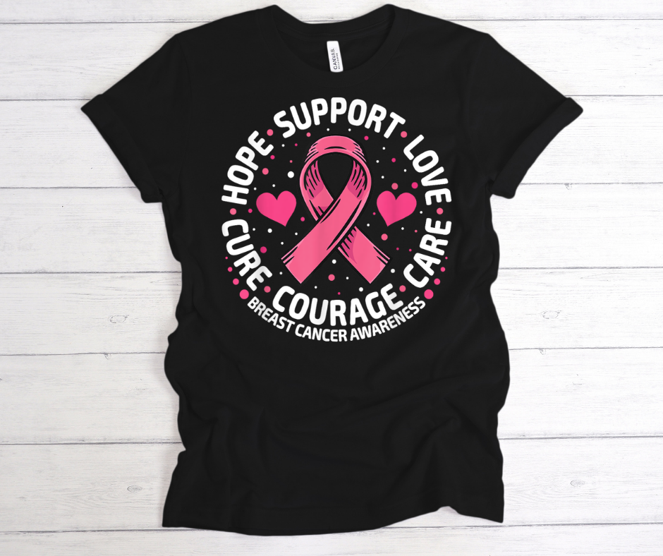 Breast Cancer Hope Support Love Circle DTF Print