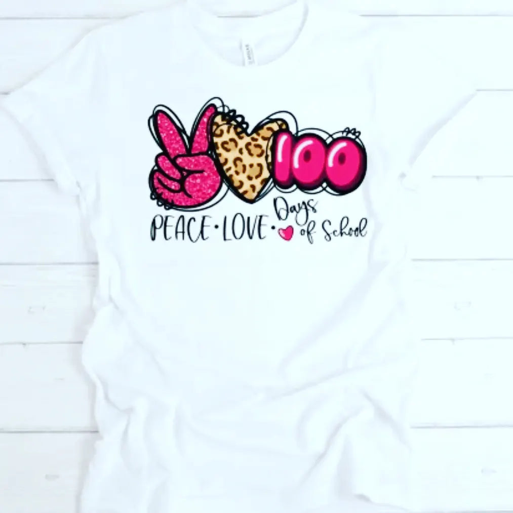 Peace Love 100 Days of School Pink/Blue