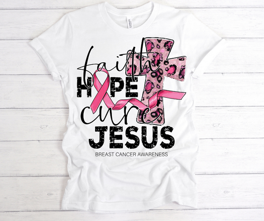 Faith Hope Cure Breast Cancer DTF Print