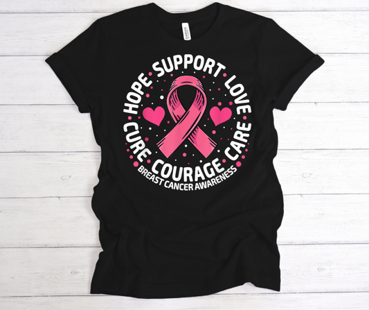 Breast Cancer Hope Support Love Circle DTF Print